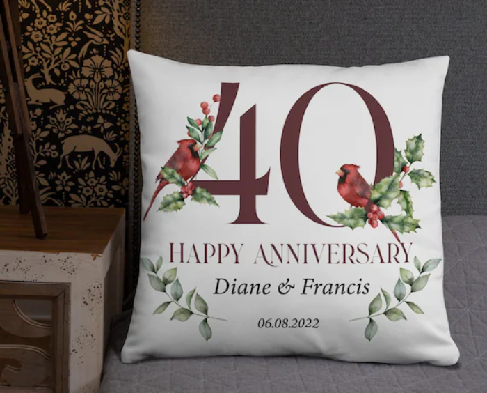 40th Wedding Anniversary Pillows