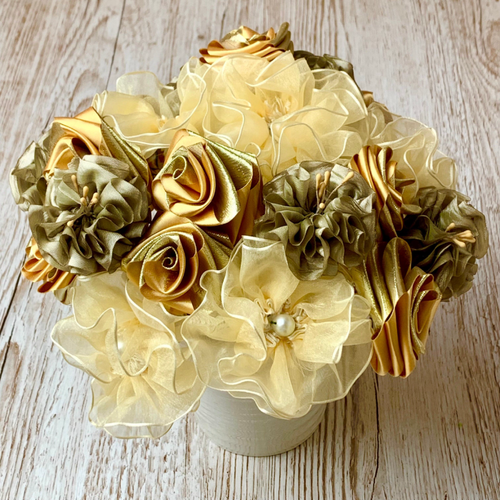 Bouquet of Yellow Roses with Golden Ribbon