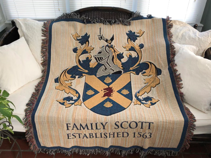 Family Crest Embroidered Blanket