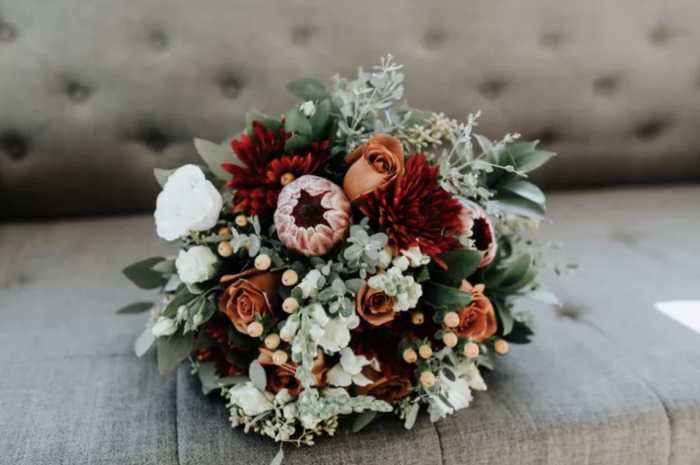 Floral Aisle Decor with Ruby-Hued Blooms