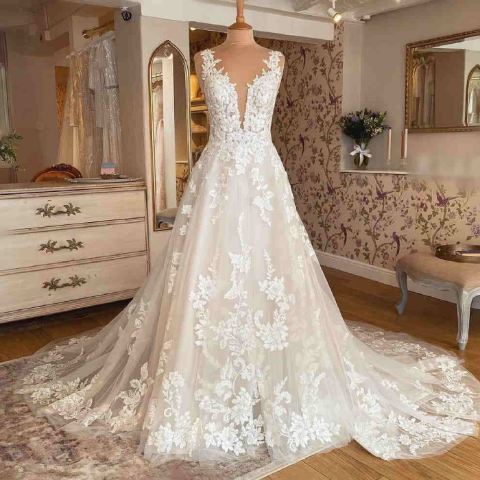 Ivory Lace A-Line Gown