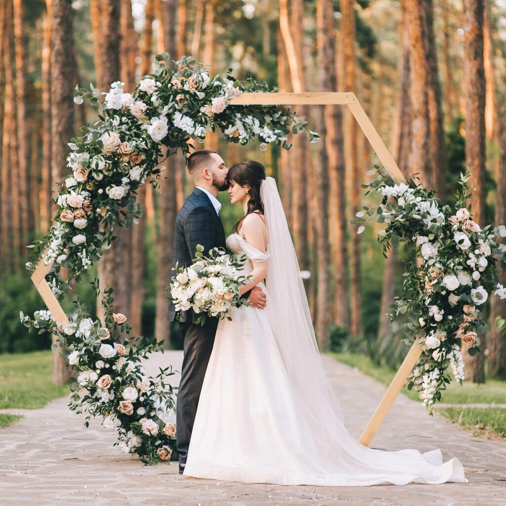 Hexagon Wedding Arch With Flowers