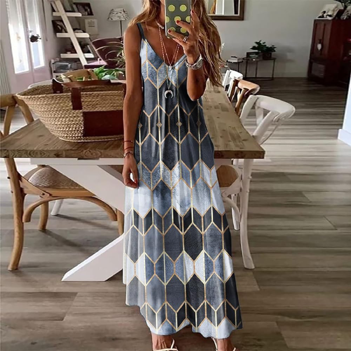 Casual Maxi Dress in a Geometric Print