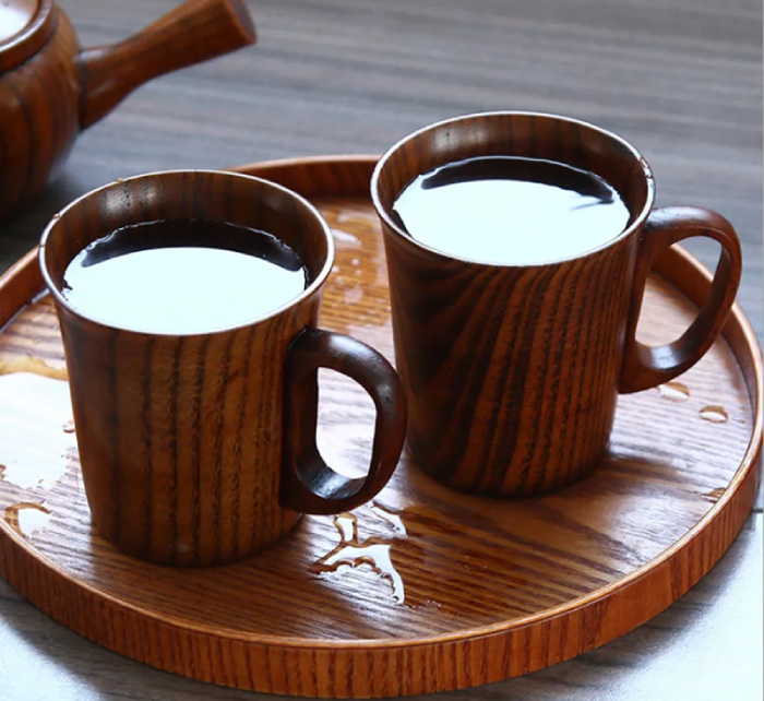 Handcrafted Wooden Beer Mug Set