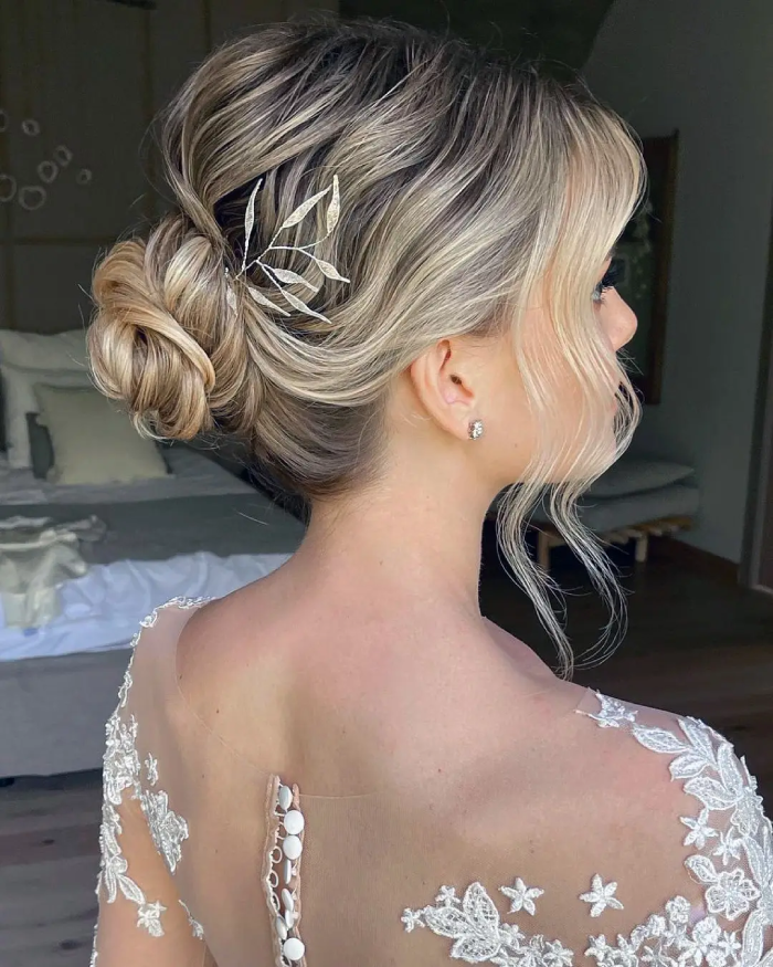 Twisted Updo with Delicate Pearl Accents