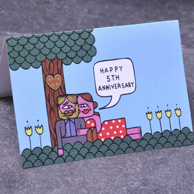 Impressive 5th Wedding Anniversary Cards Themed Rustic