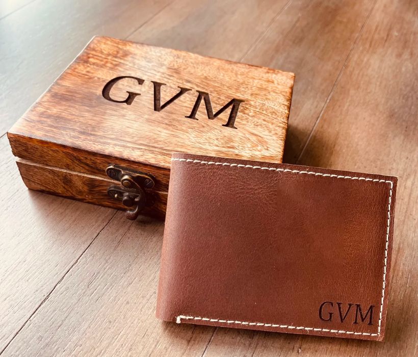 Leather Wallet with Initials