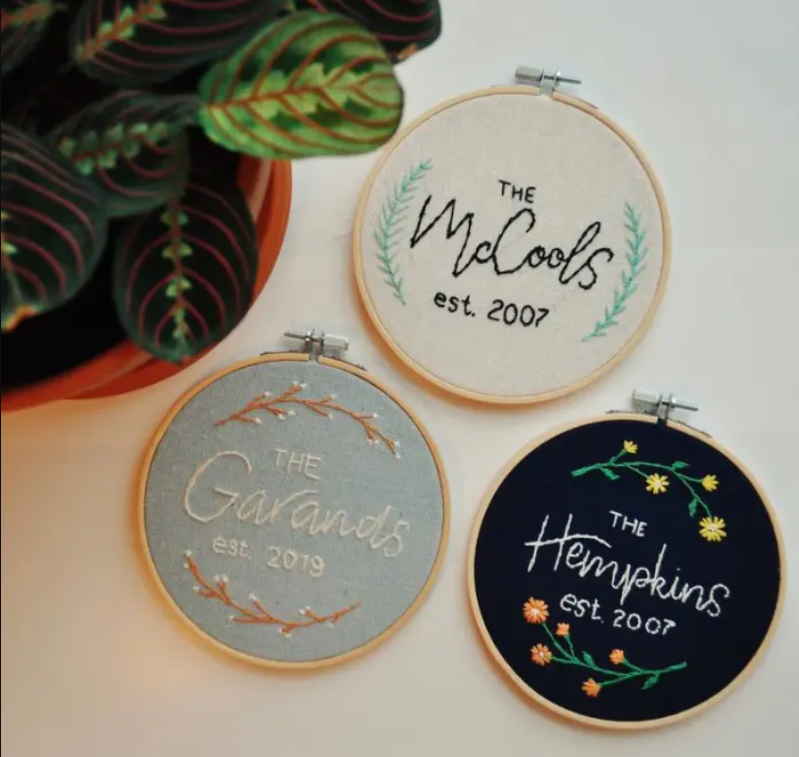 engagement gift ideas for couple who live together - Hand-Embroidered Home Décor