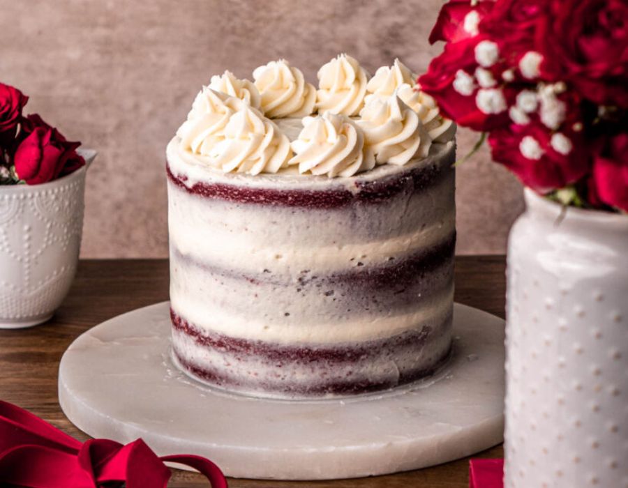 First Year Ideas Wedding Anniversary Cake: Elegant Naked Red Velvet Cake